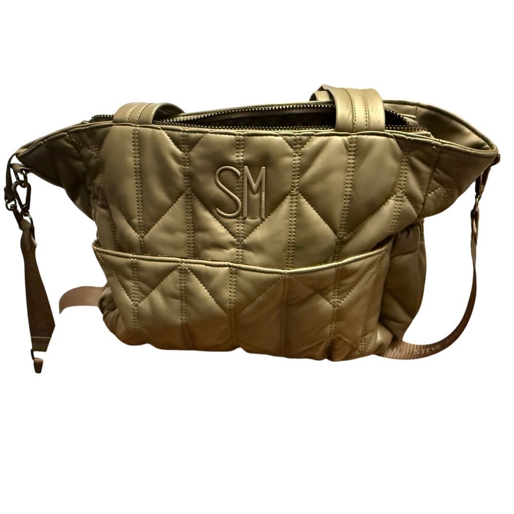 Steve Madden Quilted Diaper Tote Bag - Olive Green Puffer